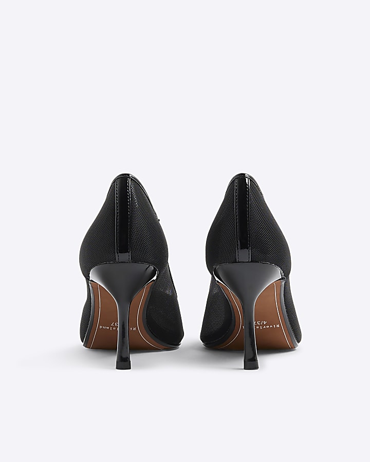 Black Mesh Court Heels