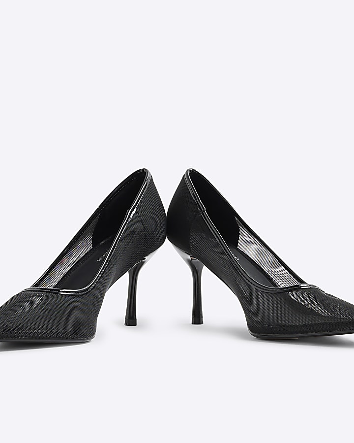 Black Mesh Court Heels