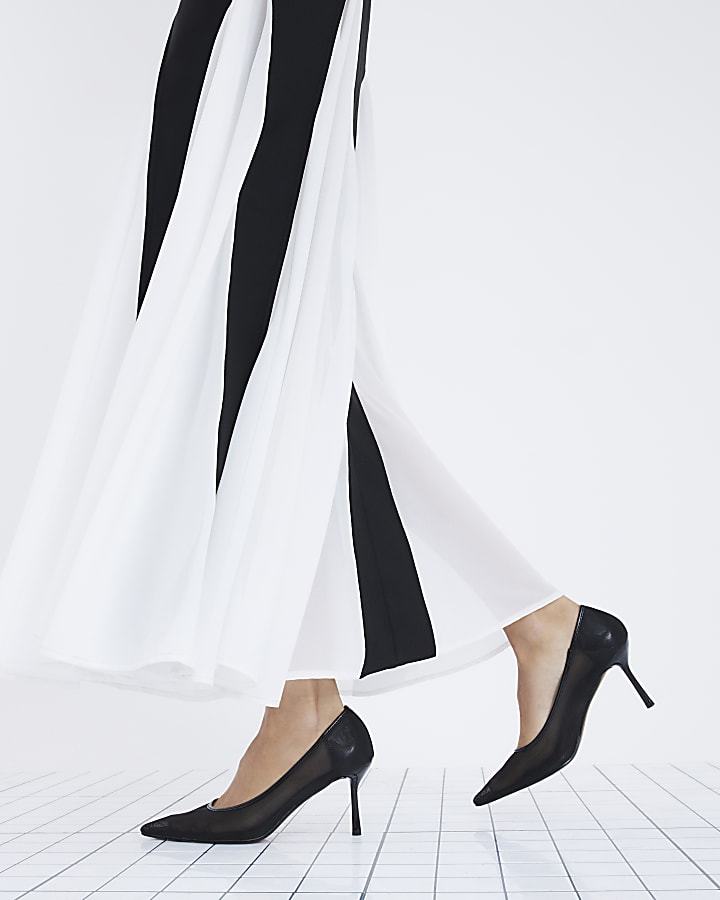 Black Mesh Court Heels