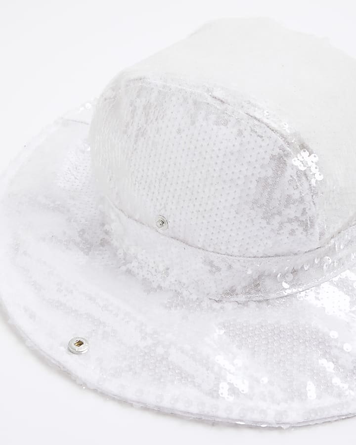 White Pastel Sequin Hat