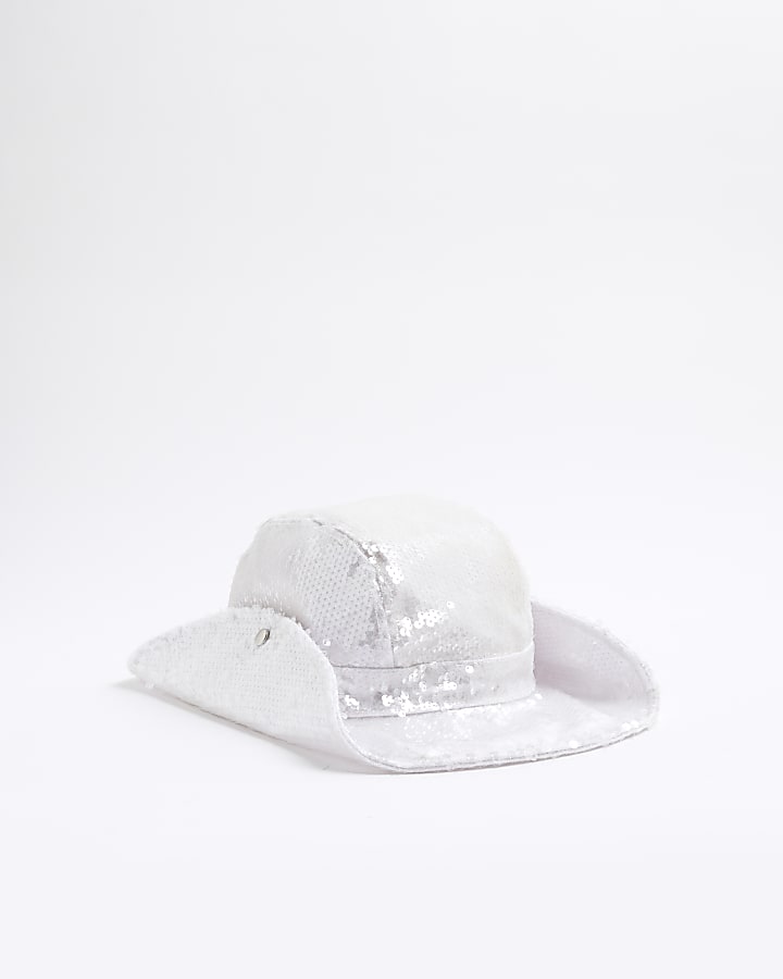 White Pastel Sequin Hat