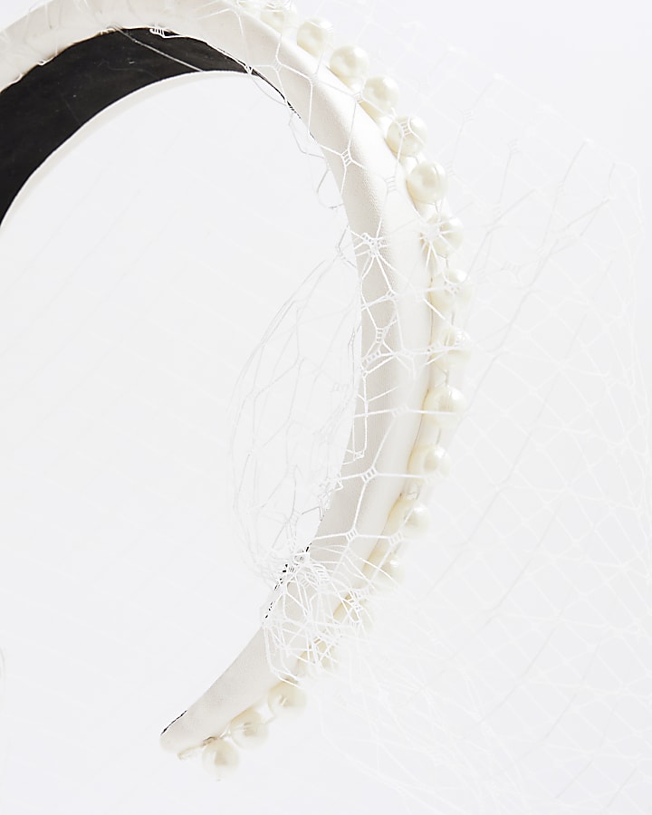 White Net Pearl Headband