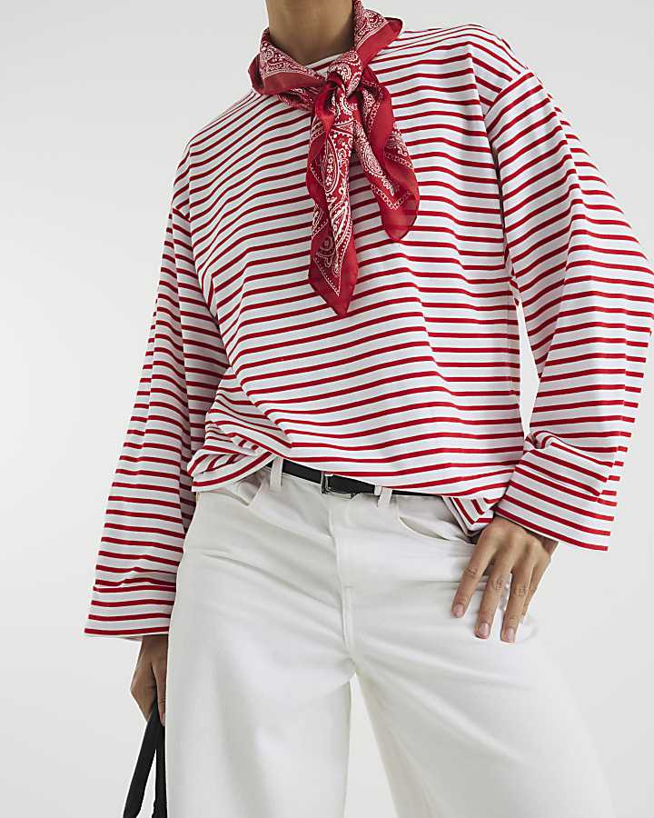 Red Stripe Long Sleeve Top