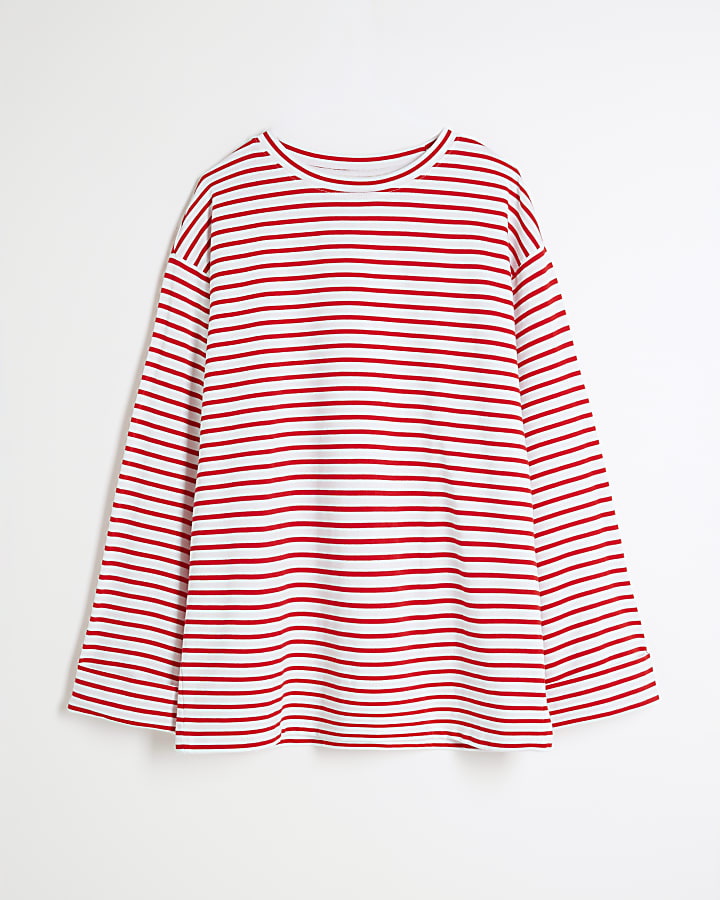 Red Stripe Long Sleeve Top