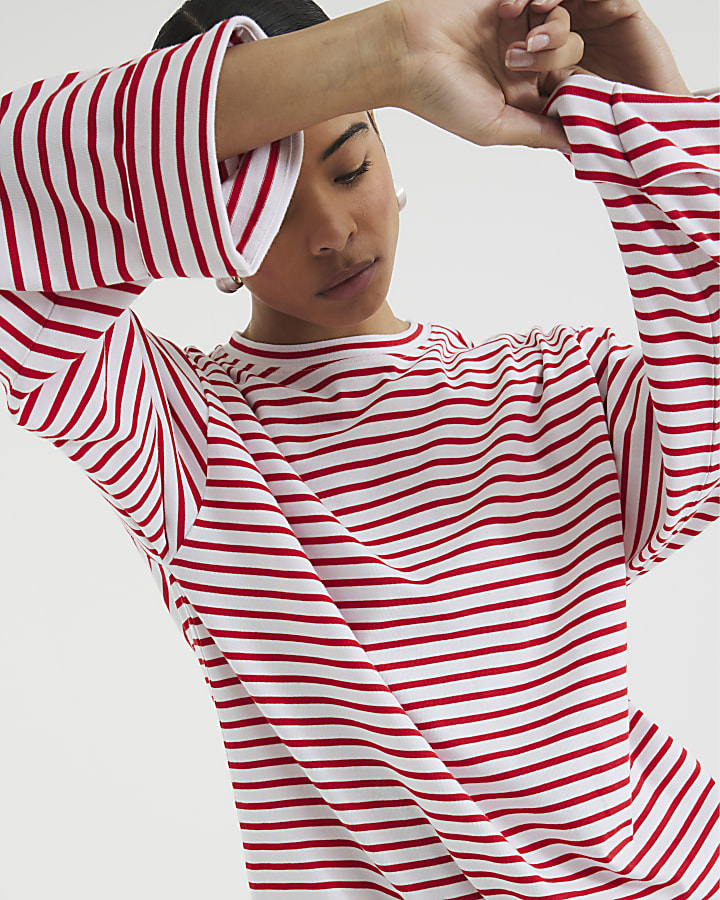 Red Stripe Long Sleeve Top