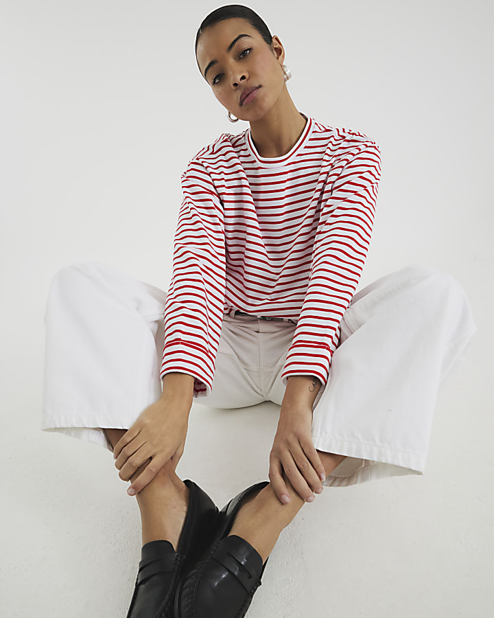 Red Stripe Long Sleeve Top