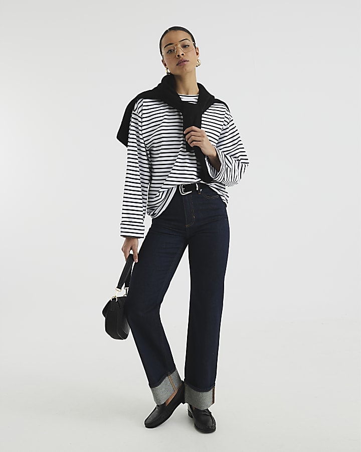 Black Stripe Long Sleeve Top