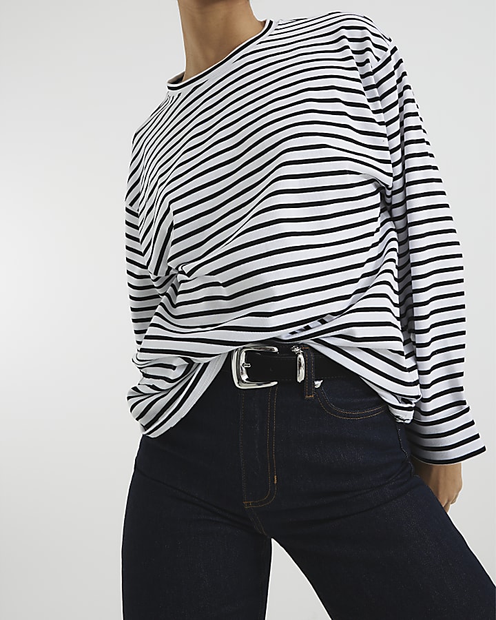 Black Stripe Long Sleeve Top