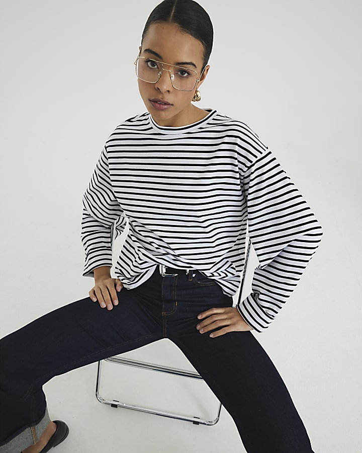 Black Stripe Long Sleeve Top