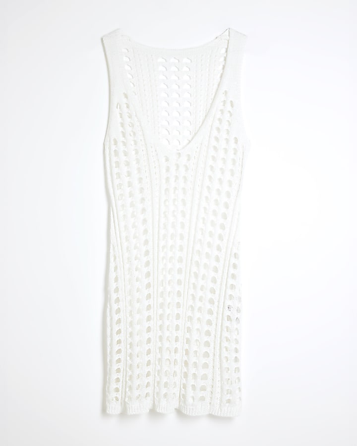 White Crochet Tunic Beach Dress