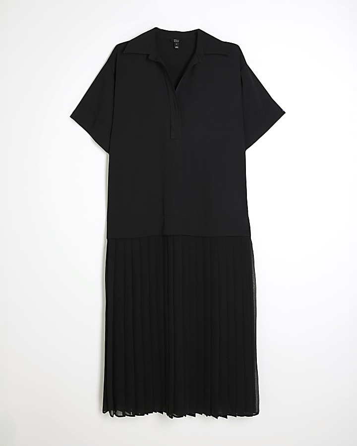 Black Polo Shirt Midi Dress