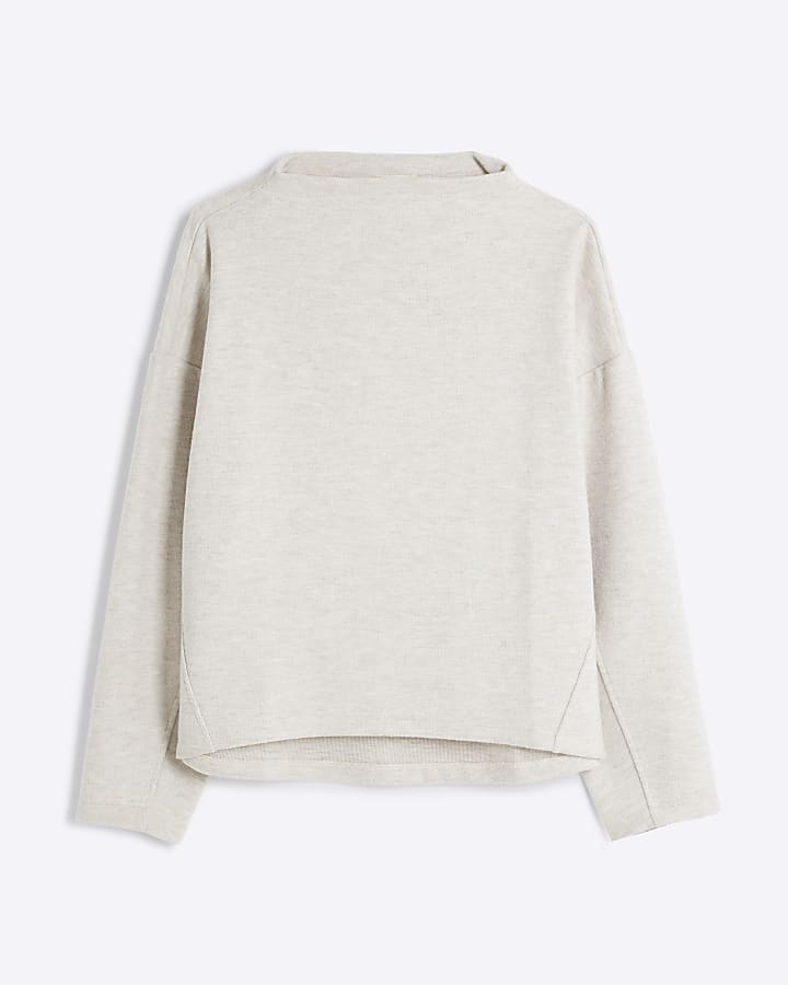 Petite Beige Long Sleeve Cosy Top