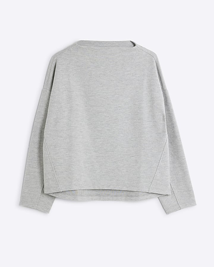 Petite Grey Long Sleeve Top