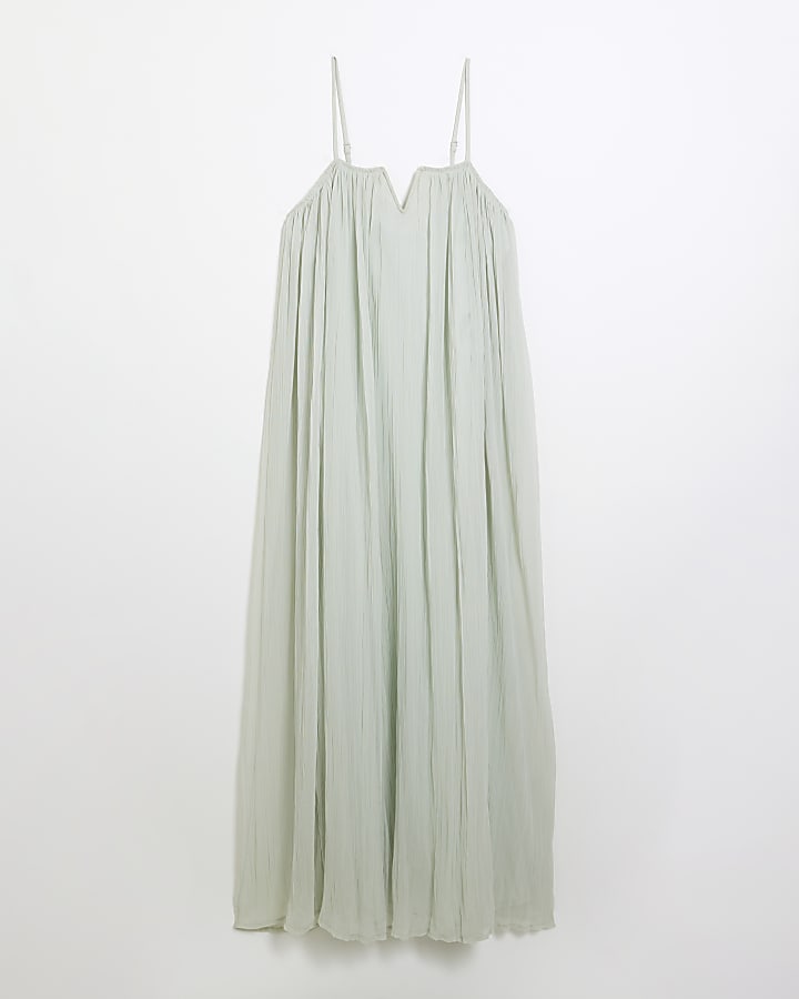 Blue Sleeveless V Trim Maxi Dress