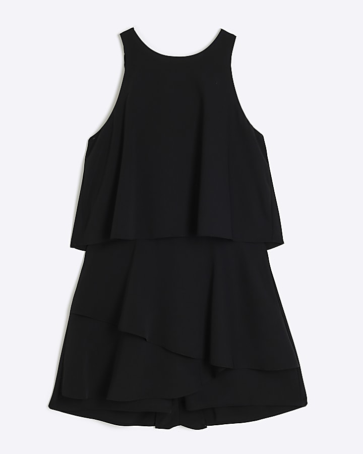 Black Sleeveless Frill Playsuit