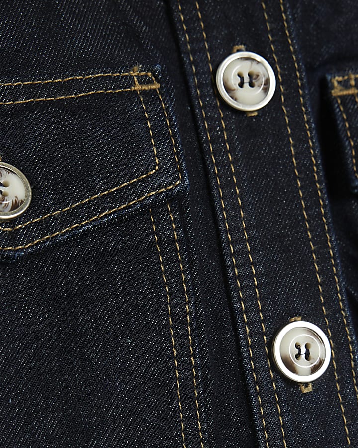 Petite Blue Denim Belted Top