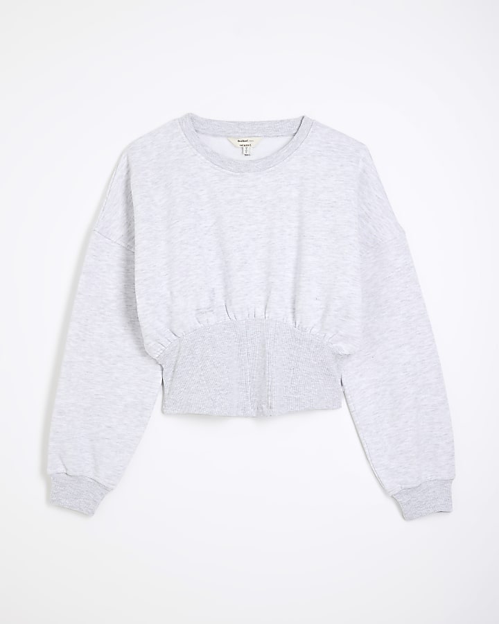 Petite Grey Corset Hem Sweatshirt