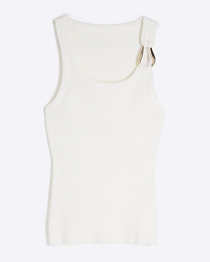 Beige Buckle Tank Top