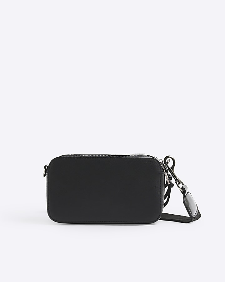 Black Faux Leather Crossbody Camera Bag