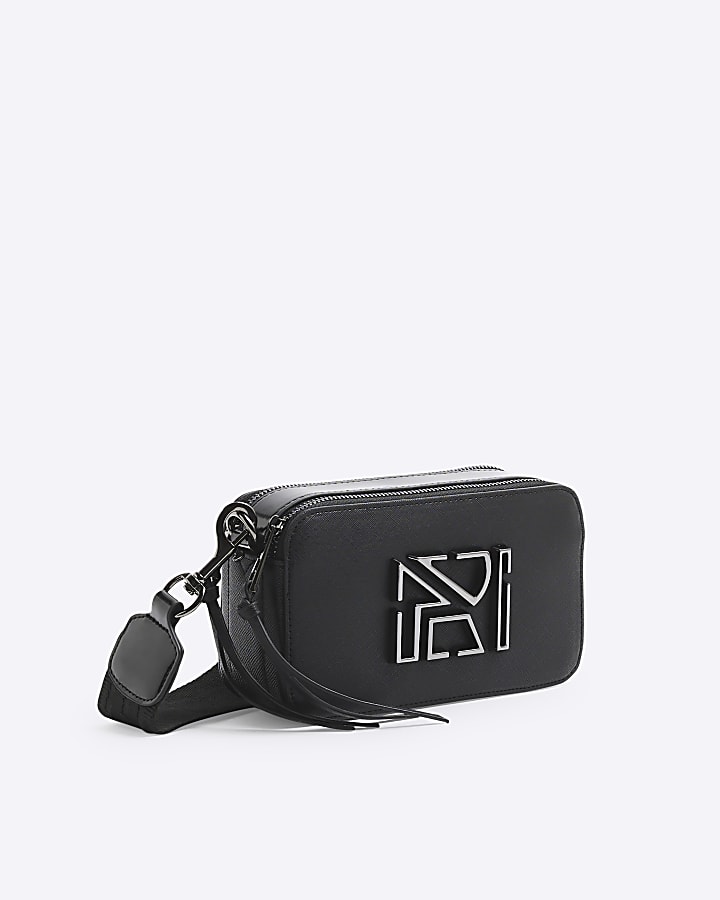 Black Faux Leather Crossbody Camera Bag