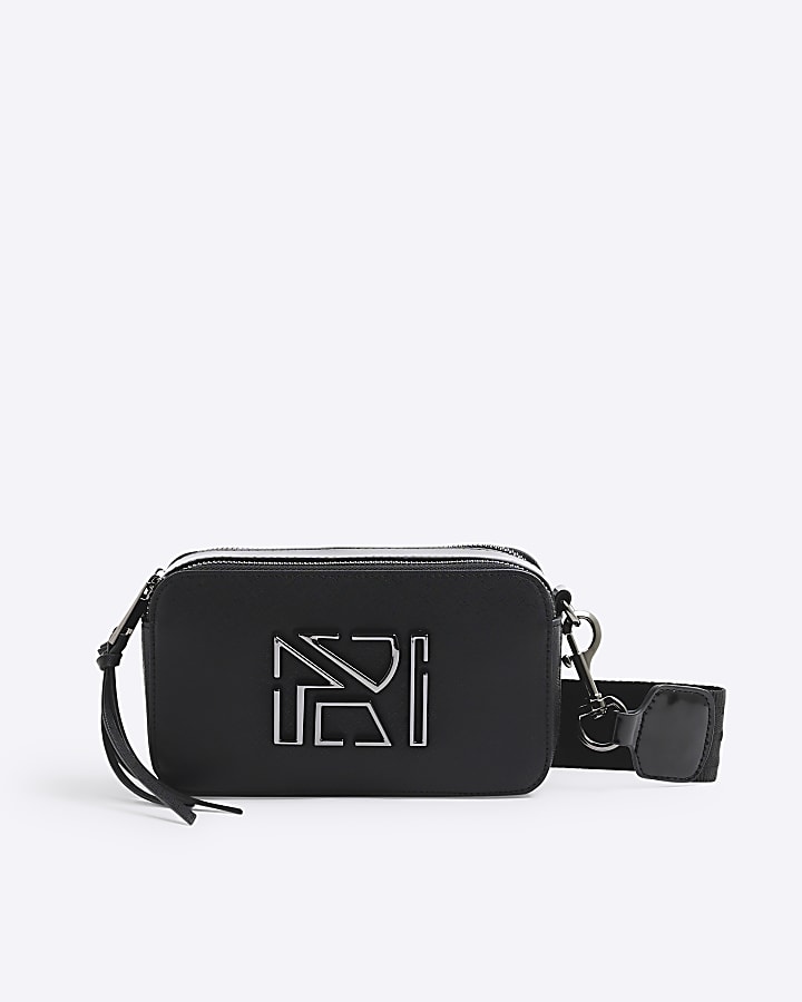 Black Faux Leather Crossbody Camera Bag