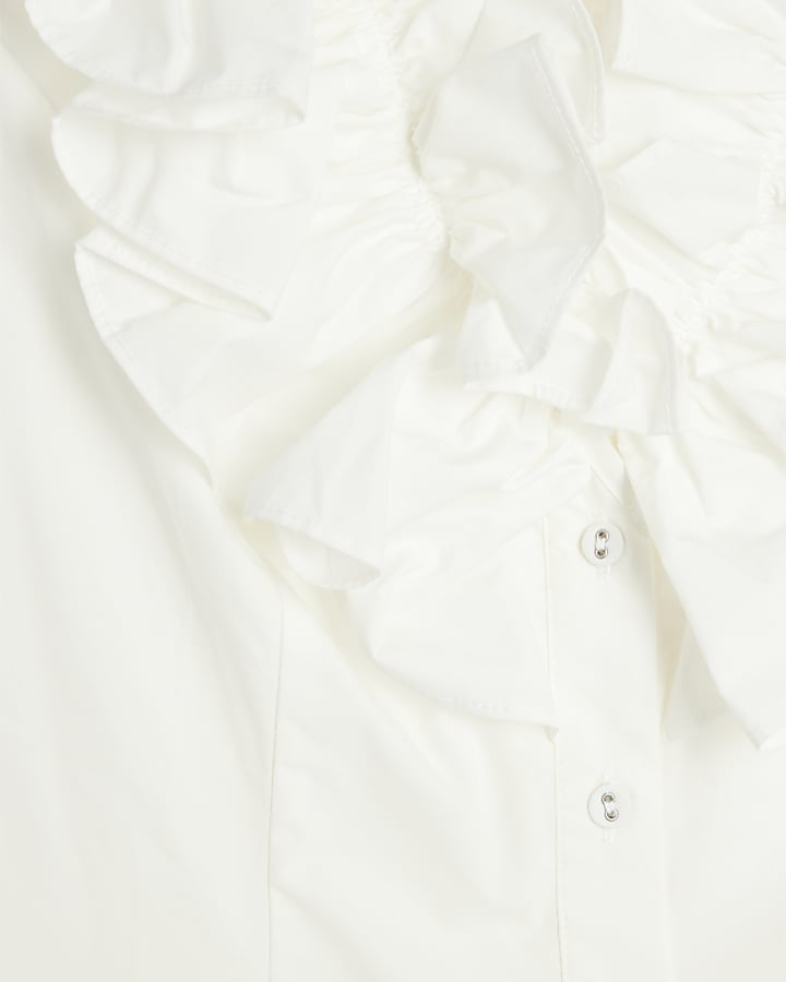 White Premium Ruffle Sleeveless Blouse