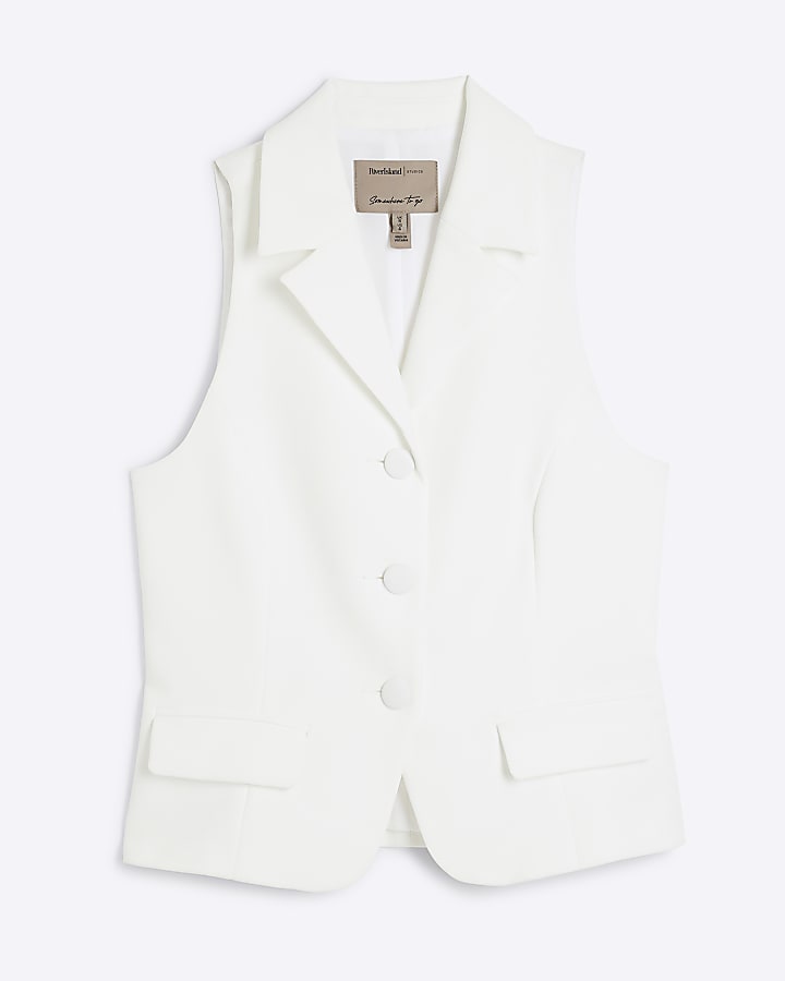 White Full Collar Waistcoat