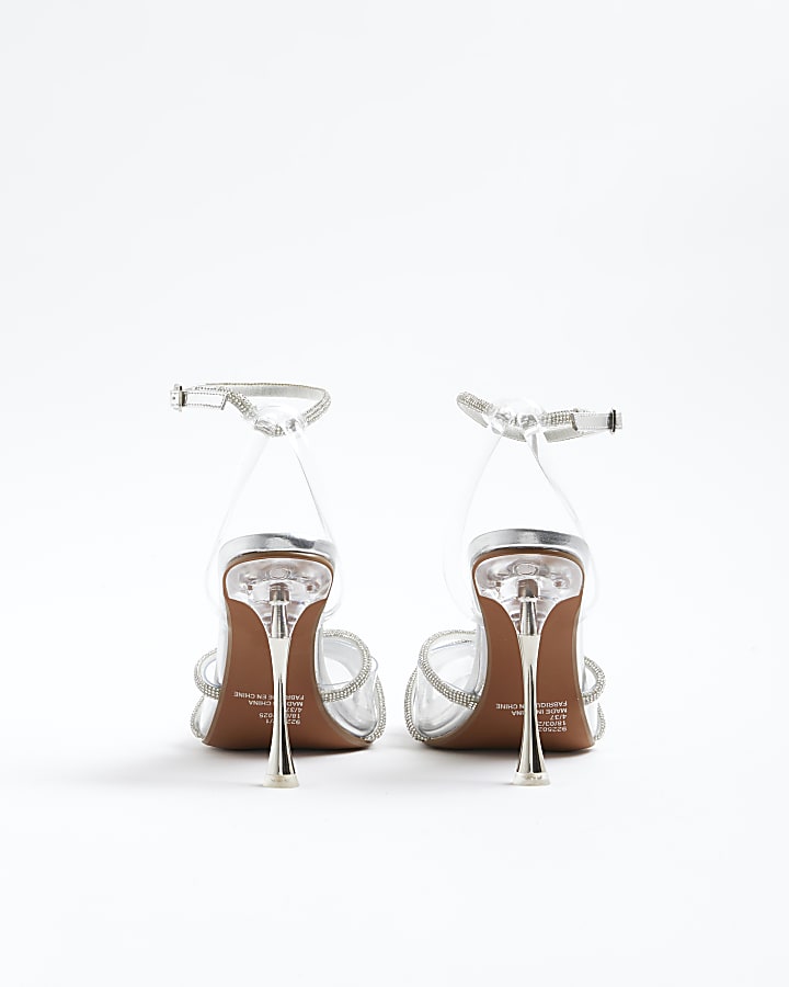 Silver Diamante Perspex Court Heels