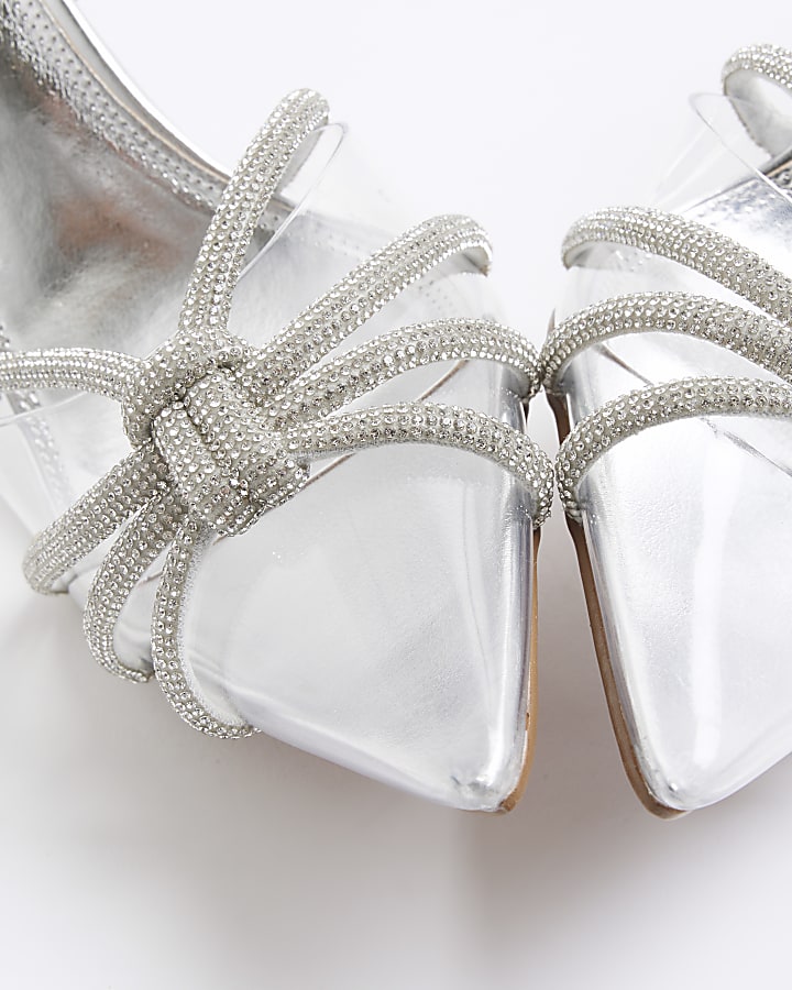 Silver Diamante Perspex Court Heels