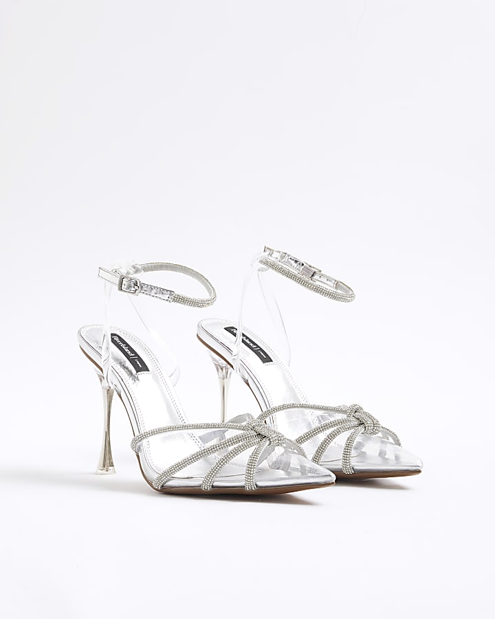 Silver Diamante Perspex Court Heels