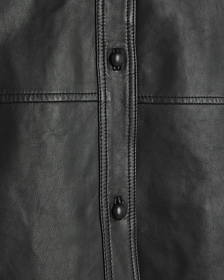 Black Premium Leather Overshirt