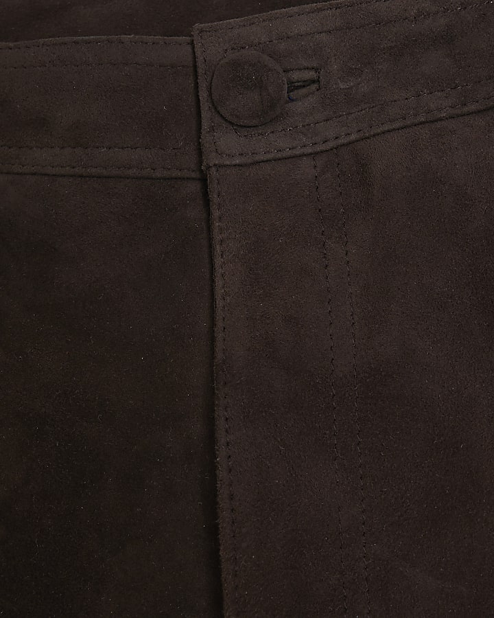 Brown Suede Barrel Leg Trousers