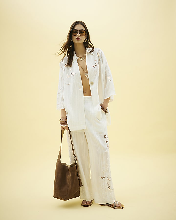 White Cutwork Relaxed Shirt