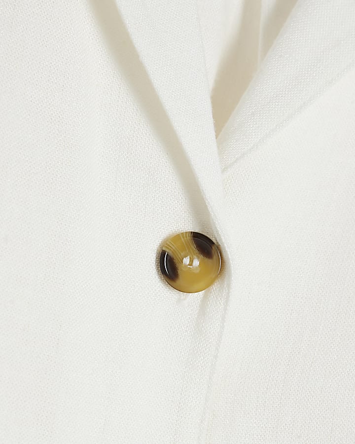 White Boxy Fit Linen Blend Shirt