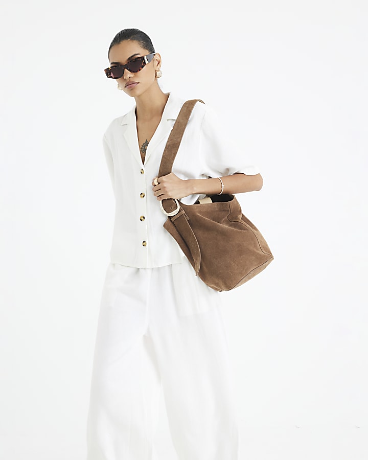 White Boxy Fit Linen Blend Shirt