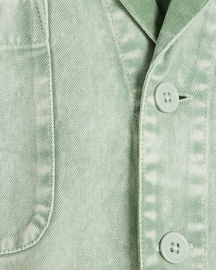 Green Denim Washed Colour Playsuit