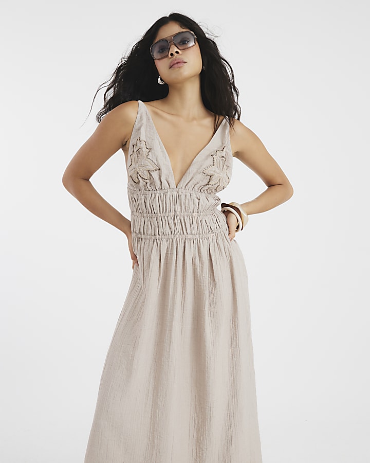 Grey Textured Maxi Dress