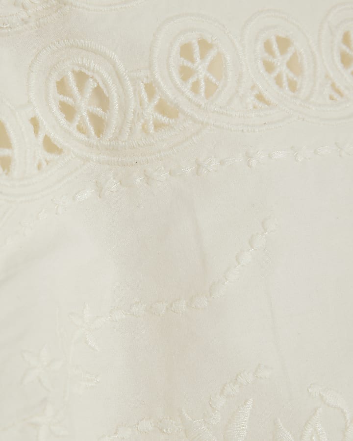 Cream Sleeveless Embroidered Cami Top