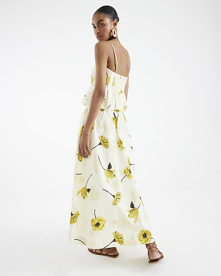 Yellow Floral Maxi Skirt