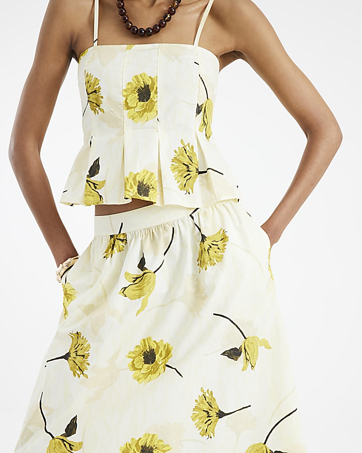 Yellow Floral Maxi Skirt