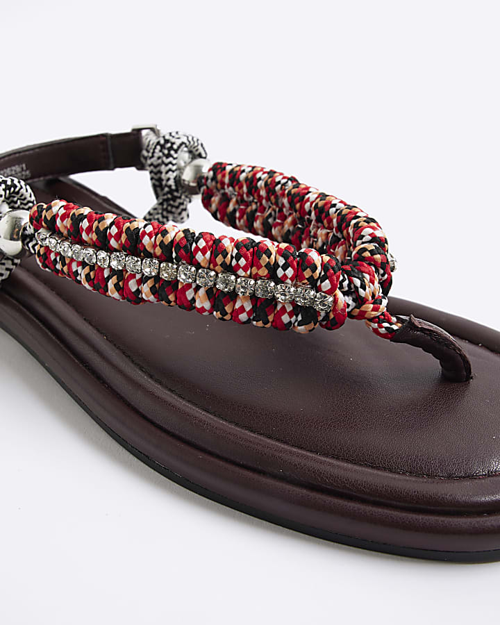 Red Rope Toe Thong Sandals