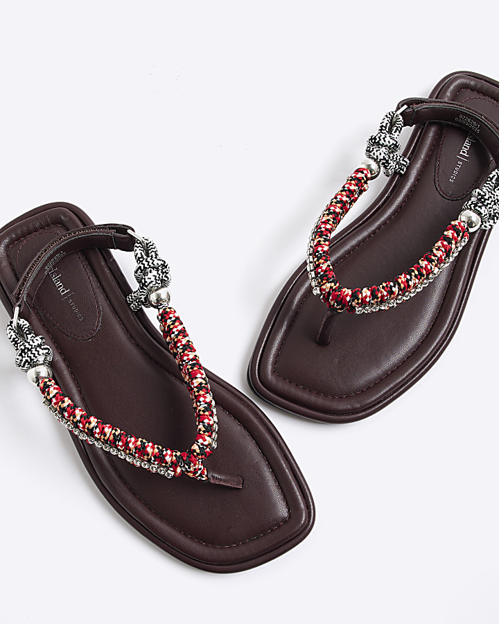 Red Rope Toe Thong Sandals