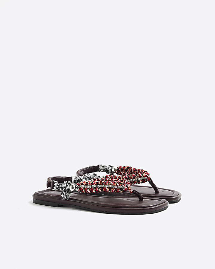 Red Rope Toe Thong Sandals