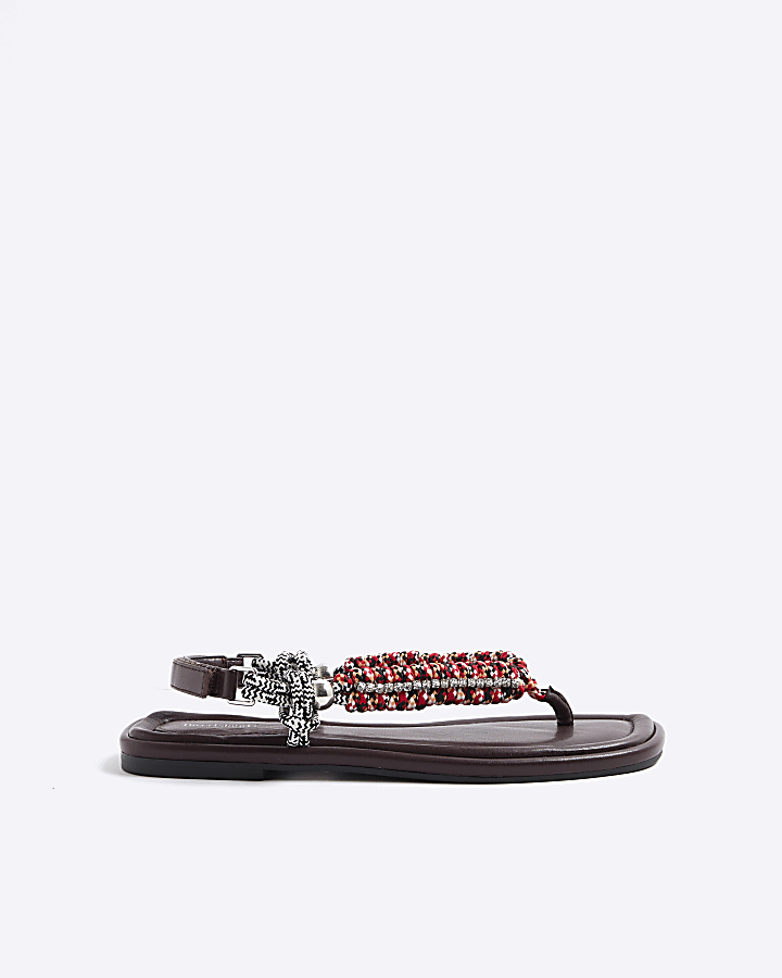 Red Rope Toe Thong Sandals