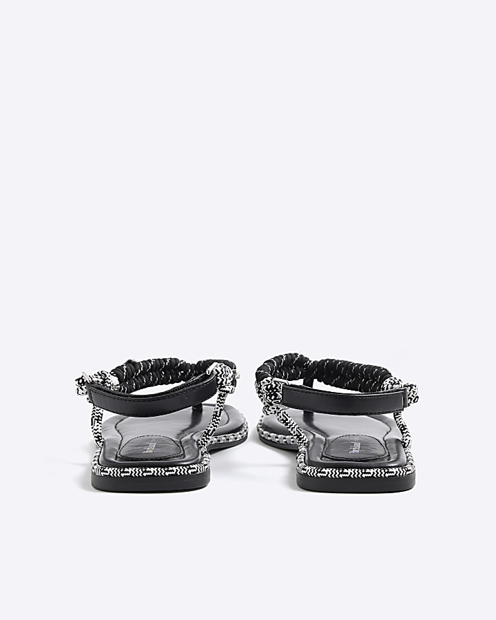 Black Rope Toe Thong Sandals