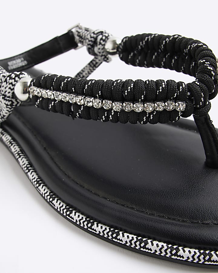 Black Rope Toe Thong Sandals