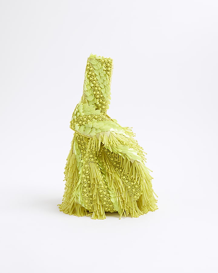 Lime Premium Beaded Clutch Bag