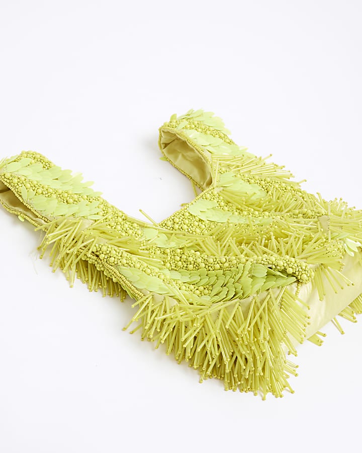 Lime Premium Beaded Clutch Bag