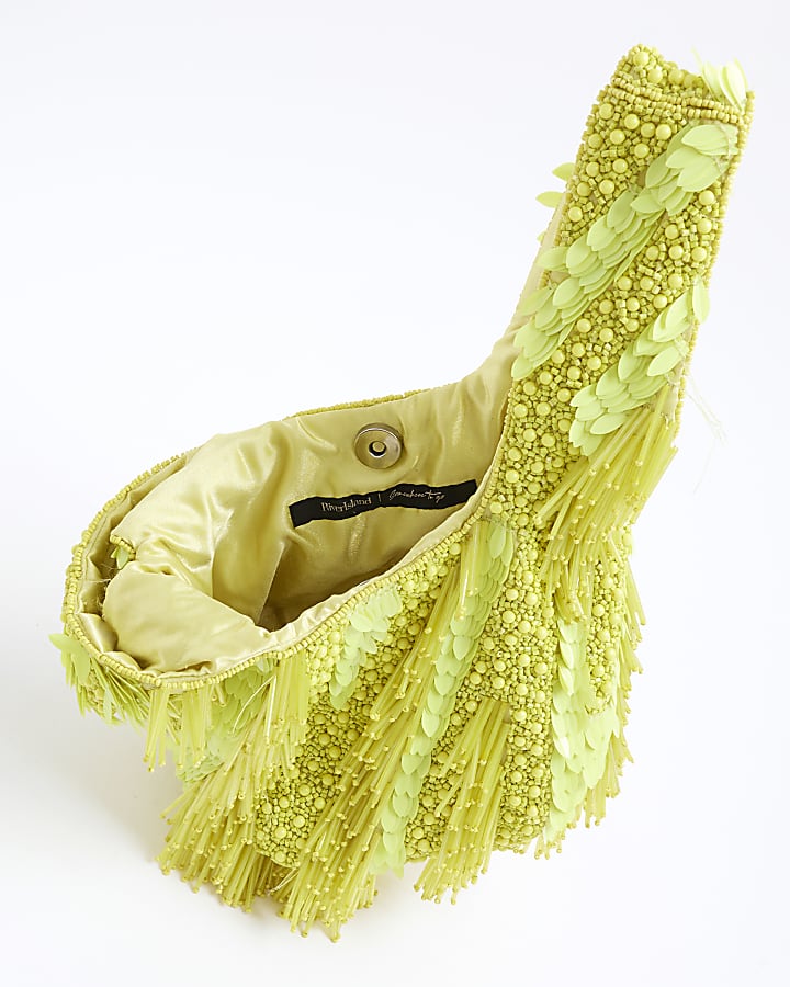 Lime Premium Beaded Clutch Bag