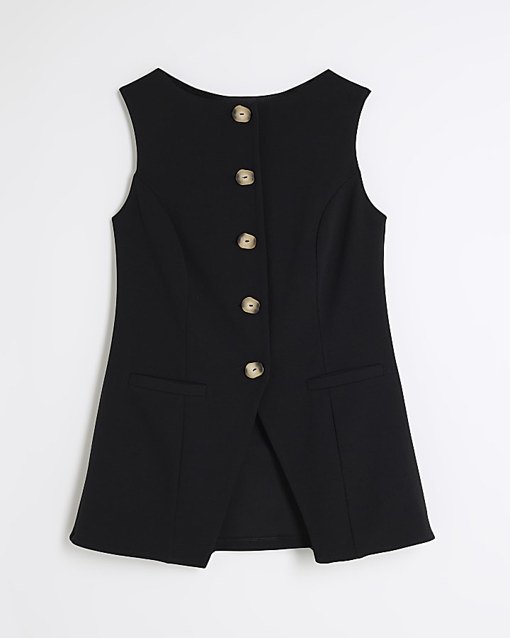 Black Longline Waistcoat